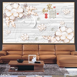 Tranh 3D hoa thư pháp giả ngọc đẹp độc đáo