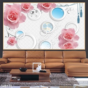 Tranh 3D hoa bằng trang trí phòng ngủ
