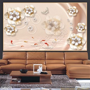 Tranh 3D hoa bằng vàng trang trí phòng ngủ