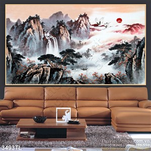 Tranh sơn dầu cảnh núi đẹp