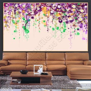 Tranh màu nước hoa dây leo trang trí tường đẹp