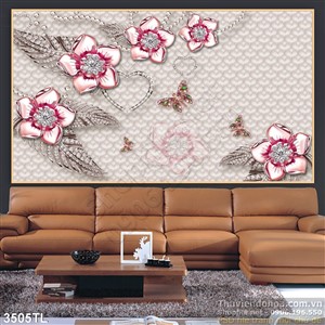 Tranh 3D hoa trang sức trang trí tường