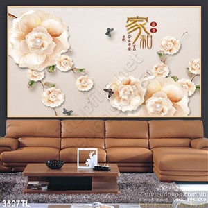 Tranh 3D hoa thư pháp trang trí tường đẹp