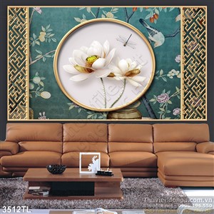 Tranh hoa Sen trang trí phòng cổ điển