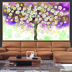 Tranh sơn dầu hoa Mai trang trí treo tường đẹp