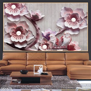 Tranh 3D hoa đào trang trí treo tường đẹp