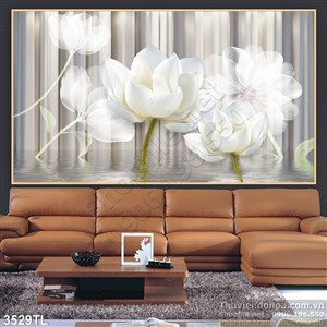 Tranh lụa 3D hoa Sen nghệ thuật trang trí tường