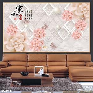 Tranh hoa giả ngọc thư pháp in gạch đẹp