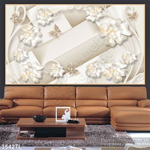 Tranh lụa 3D hoa trang trí nghệ thuật đẹp
