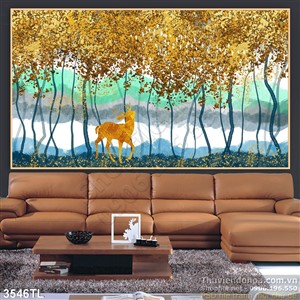 Tranh sơn dầu hươu trong rừng đẹp nhất
