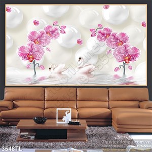 Tranh 3D hoa lan nghệ thuật trnag trí phòng khách