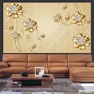 Tranh hoa bằng vàng trang trí phòng ngủ đẹp