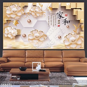 Tranh thư pháp hoa giả ngọc trang trí phòng khách