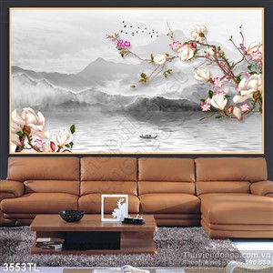 Tranh thư pháp hoa mộc lan trang trí tường đẹp