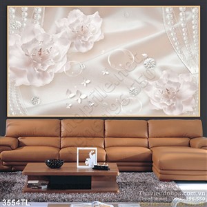 Tranh lụa 3D hoa trang trí phòng ngủ đẹp