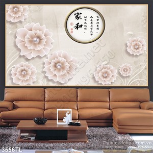 Tranh thư pháp hoa trang trí phòng khách đẹp