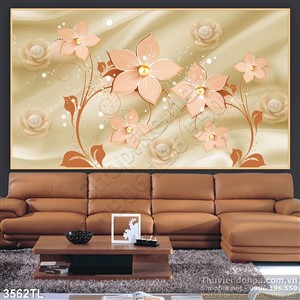 Tranh lụa 3D hoa trang trí phòng ngủ