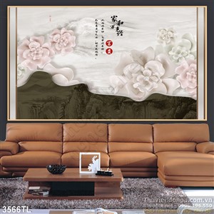 Tranh hoa giả ngọc thư pháp in gạch đẹp