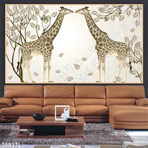 Tranh hươu cao cổ decor tường cho bé