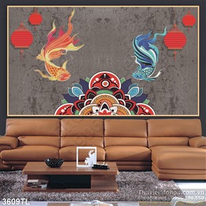 Tranh cá chép trang trí tường đẹp