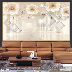 Tranh lụa 3D hoa trang trí treo tường đẹp