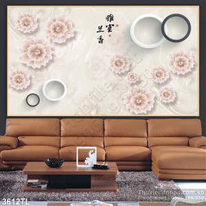 Tranh 3D hoa thư pháp trang trí tường đẹp