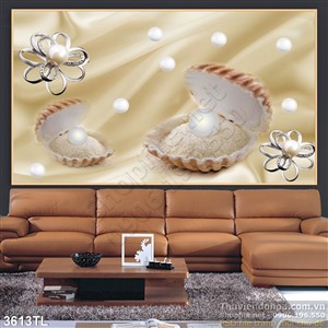 Tranh lụa 3D ngọc trai trang sức đẹp