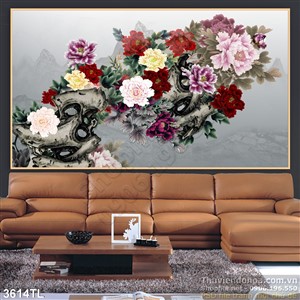 Tranh hoa mẫu đơn trang trí tường đẹp
