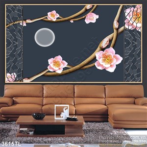 Tranh 3D hoa bằng vàng trang trí phòng ngủ