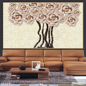 Tranh cây hoa hồng kim cương trang trí phòng ngủ