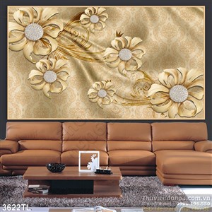 Tranh lụa 3D hoa bằng vàng đẹp nhất