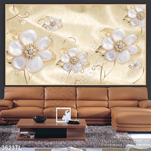 Tranh lụa 3D hoa Cúc trang trí phòng ngủ đẹp