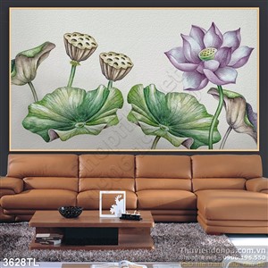 Tranh màu nước hoa Sen trang trí đẹp nhất