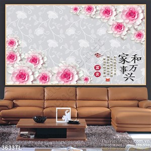 Tranh 3D hoa hồng thư pháp đẹp nhất