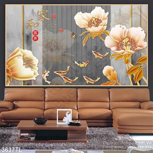 Tranh thư pháp hoa trang trí tường cổ điển