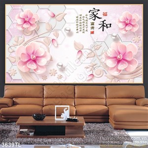 Tranh lụa 3D hoa đào đẹp nhất