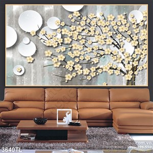 Tranh 3D hoa mai đẹp trang trí treo tường