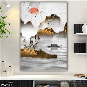 Tranh thủy mặc đẹp trang trí phòng khách