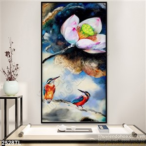 Tranh sơn dầu hoa sen trang trí phòng