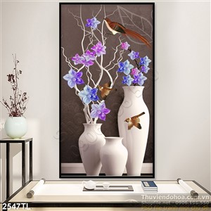 Tranh 3D bình hoa trang trí phòng khách