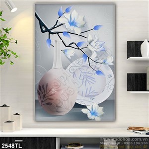 Tranh 3D bình hoa trang trí phòng ngủ