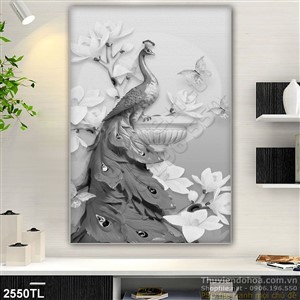 Tranh điêu khắc chim công trang trí tường đẹp