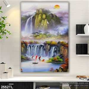 Tranh sơn dầu phong thủy thác nước đẹp nhất