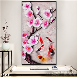 Tranh hoa đào giả ngọc treo tường đẹp