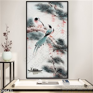 Tranh phong thủy chim én và cây tùng