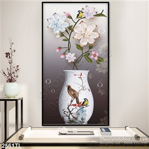 Tranh bình hoa 3D trang trí tường đẹp