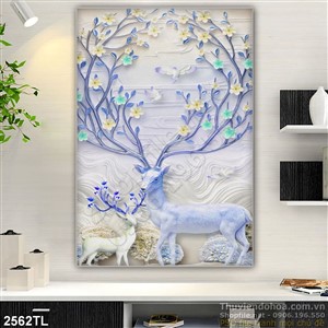 Tranh điêu khắc hươu và nai trang trí phòng khách