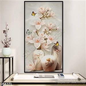Tranh bình hoa nghệ thuật trang trí phòng ngủ