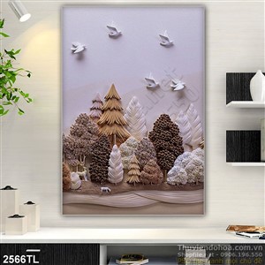 Tranh điêu khắc cây và chim bồ câu trang trí tường đẹp