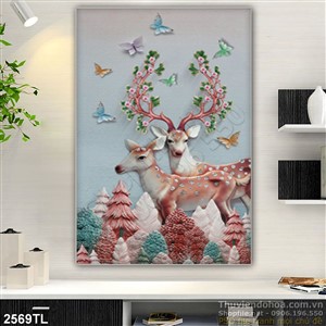 Tranh điêu khắc hươu trang trí tường đẹp